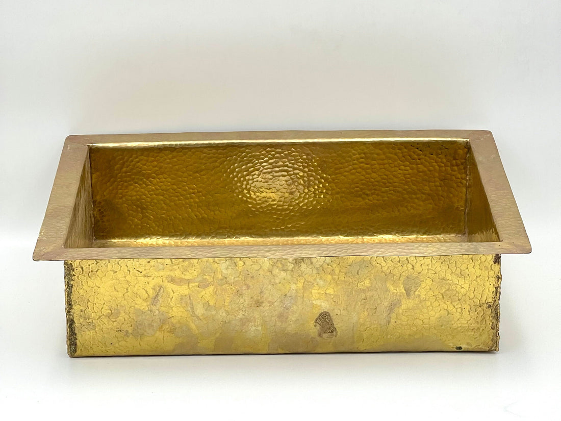 Unlacquered Brass Kitchen Island Sink, Undermount Brass Sink, Hammered Kitchen Bar Sink