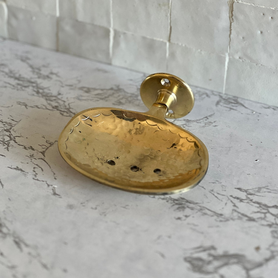 Elegant brass soap holder with drainage design for kitchen or bathroom decor