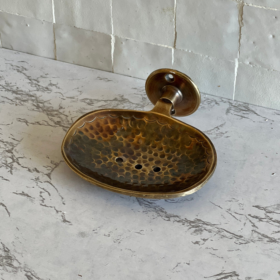 Elegant brass soap holder with drainage design for kitchen or bathroom decor