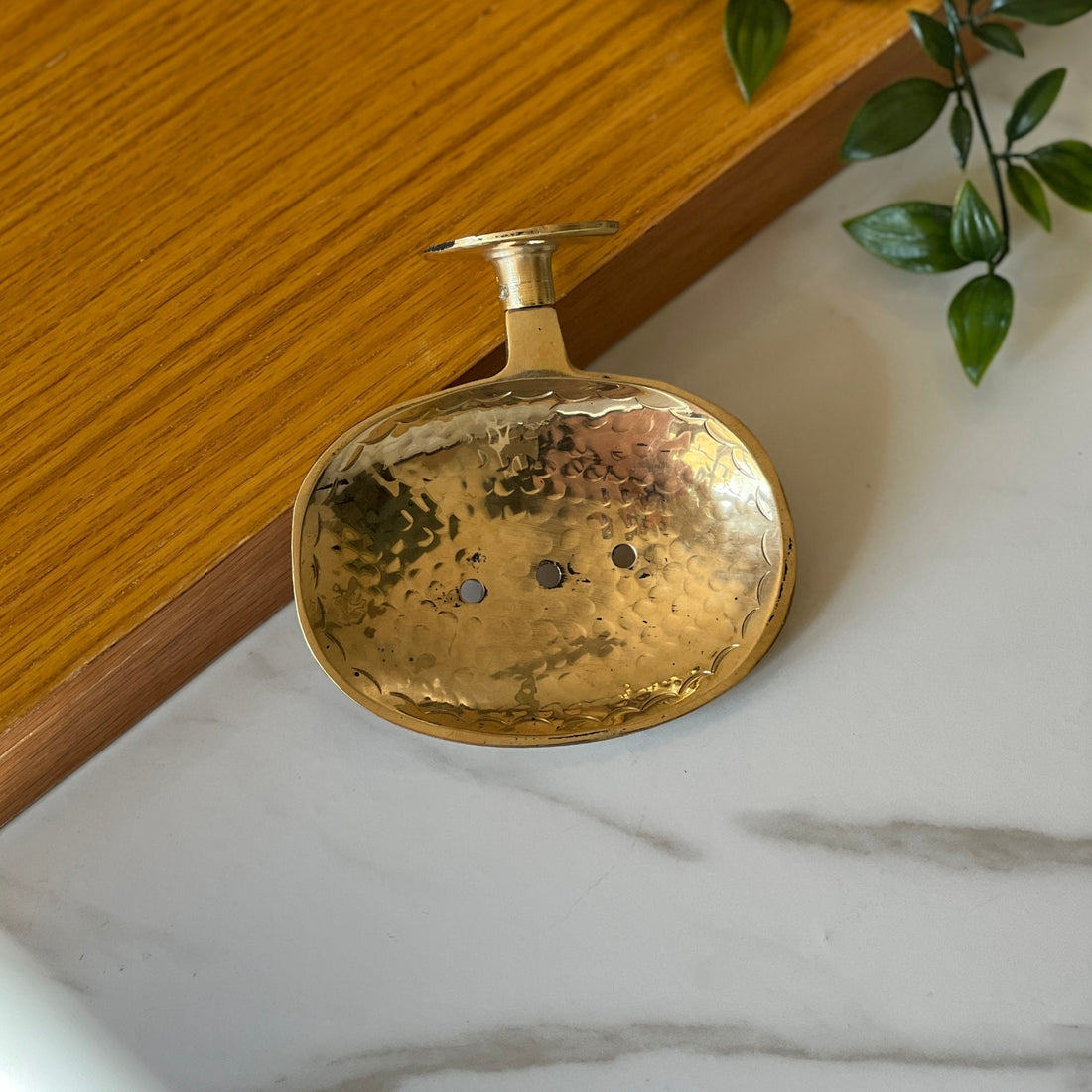 Elegant brass soap holder with drainage design for kitchen or bathroom decor