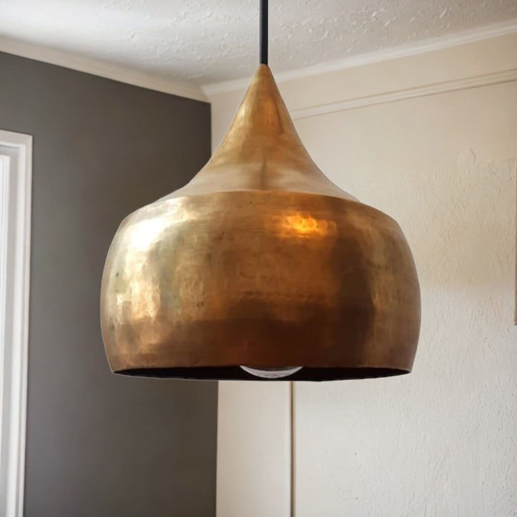 Hammered Antique Brass Dome Light