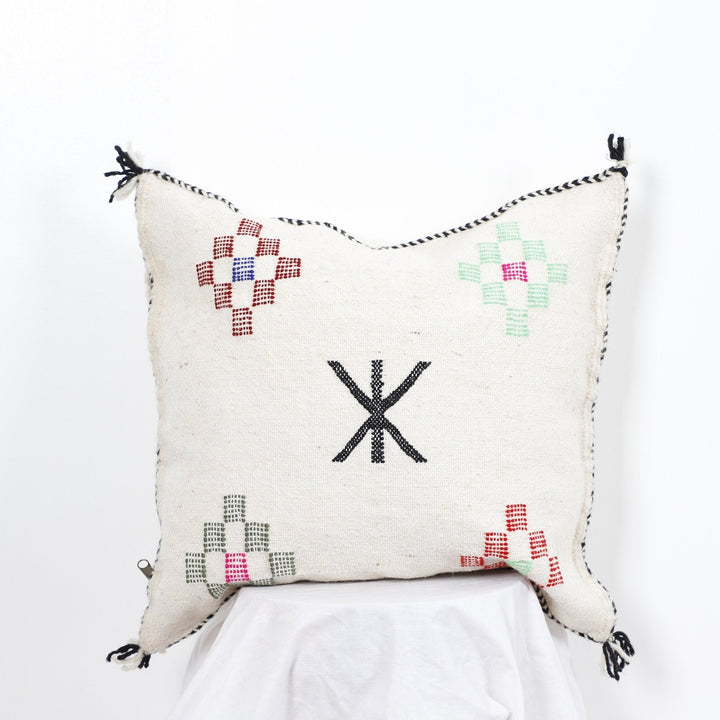 Authentic Moroccan Cushion with Colorful Geometric Design