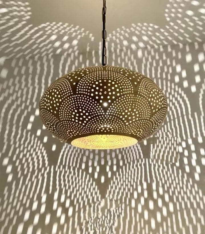 Handcrafted Moroccan pendant lamp with intricate patterns for warm and stylish home decor