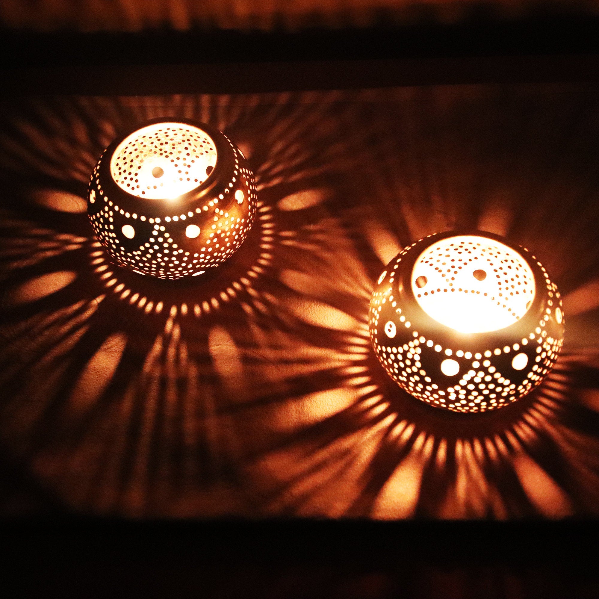 Set Of 3 Brass Candle Holder Set – Handmade Moroccan Tealight