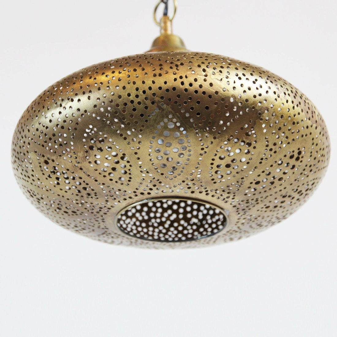 Handcrafted Moroccan brass ceiling light with intricate patterns for warm and stylish home lighting