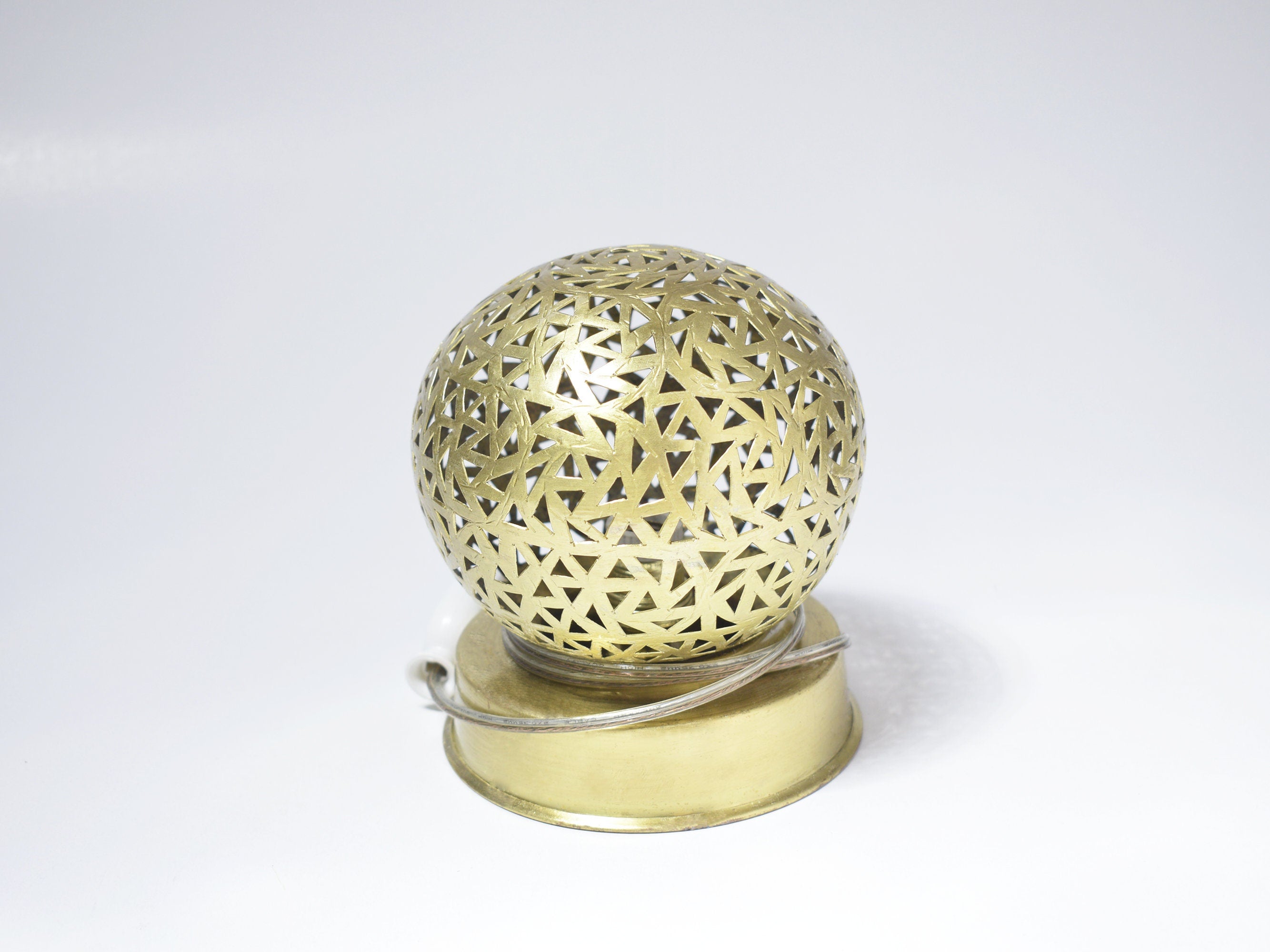 Set Of 2 Small Moroccan Brass Table Lamp