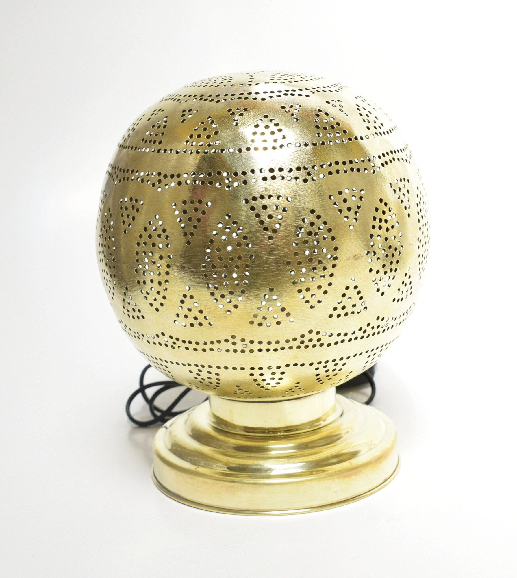 Moroccan Brass Table Lamp with Floral Patterns