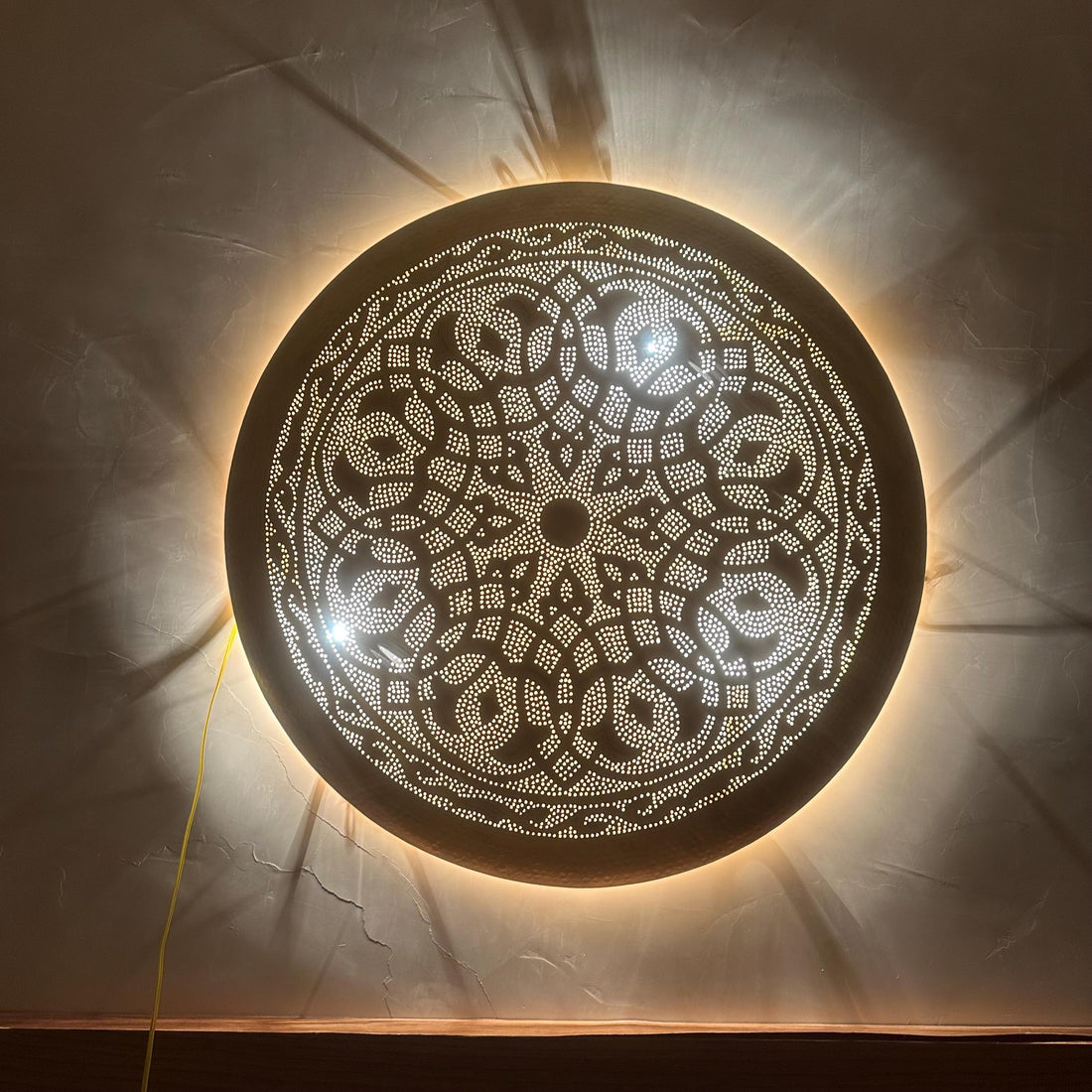 Moroccan Round Brass Wall Light