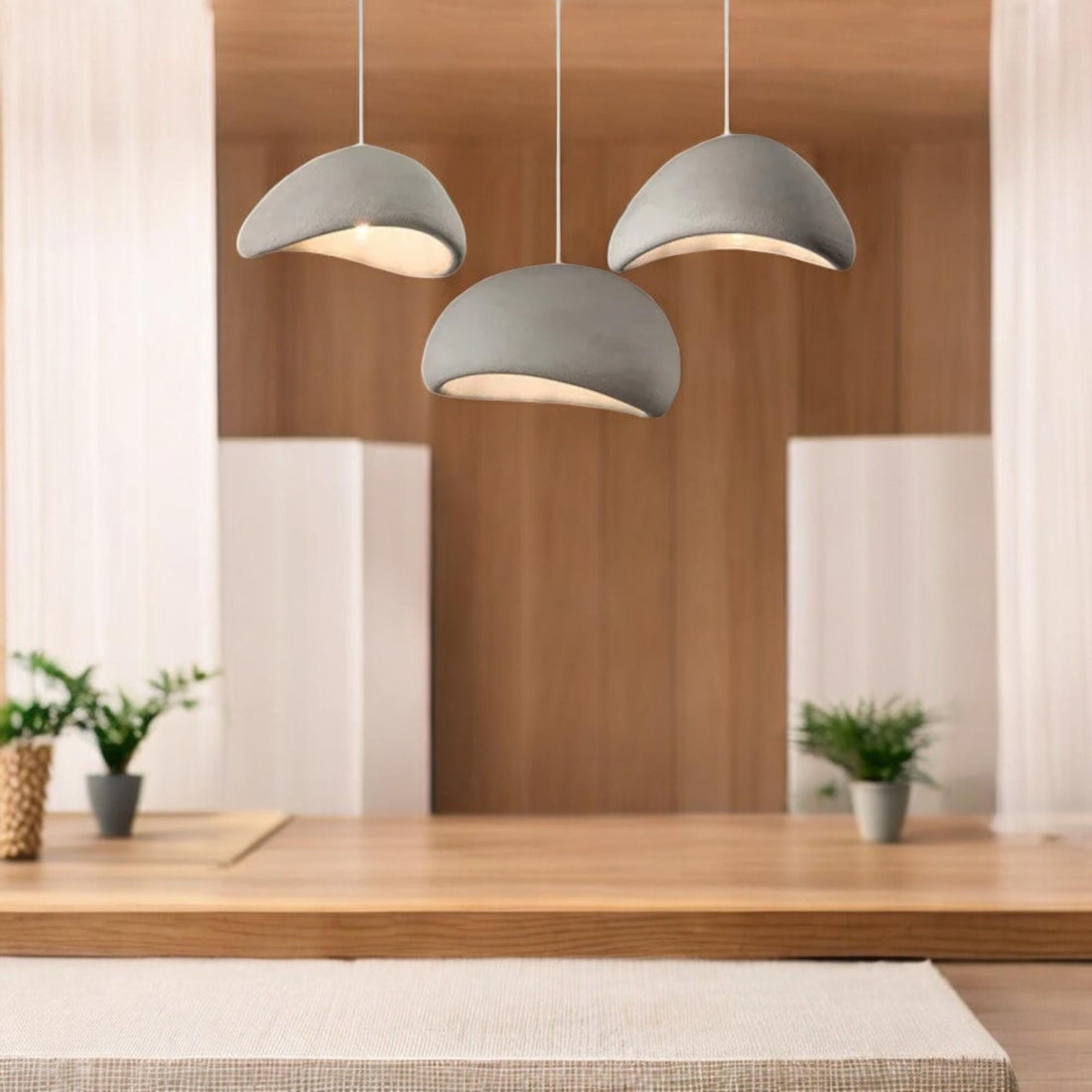 Nordic Wabi Sabi pendant light with a minimalist design and organic texture