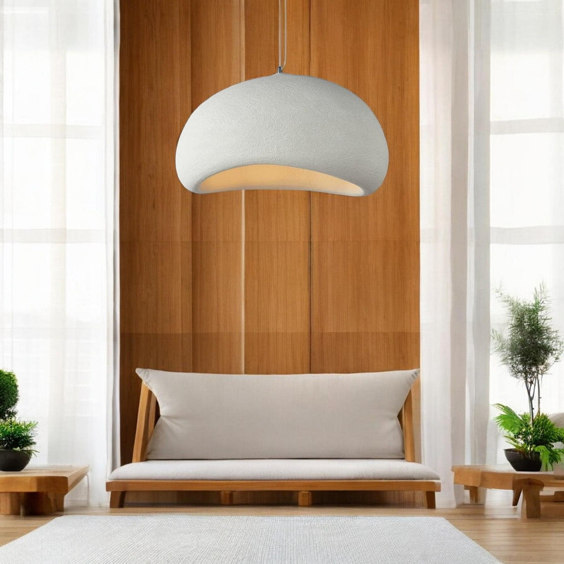 Nordic Wabi Sabi pendant light with a minimalist design and organic texture