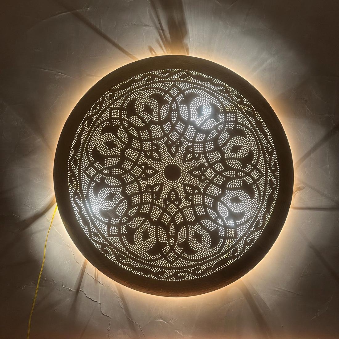 Moroccan Round Brass Wall Light