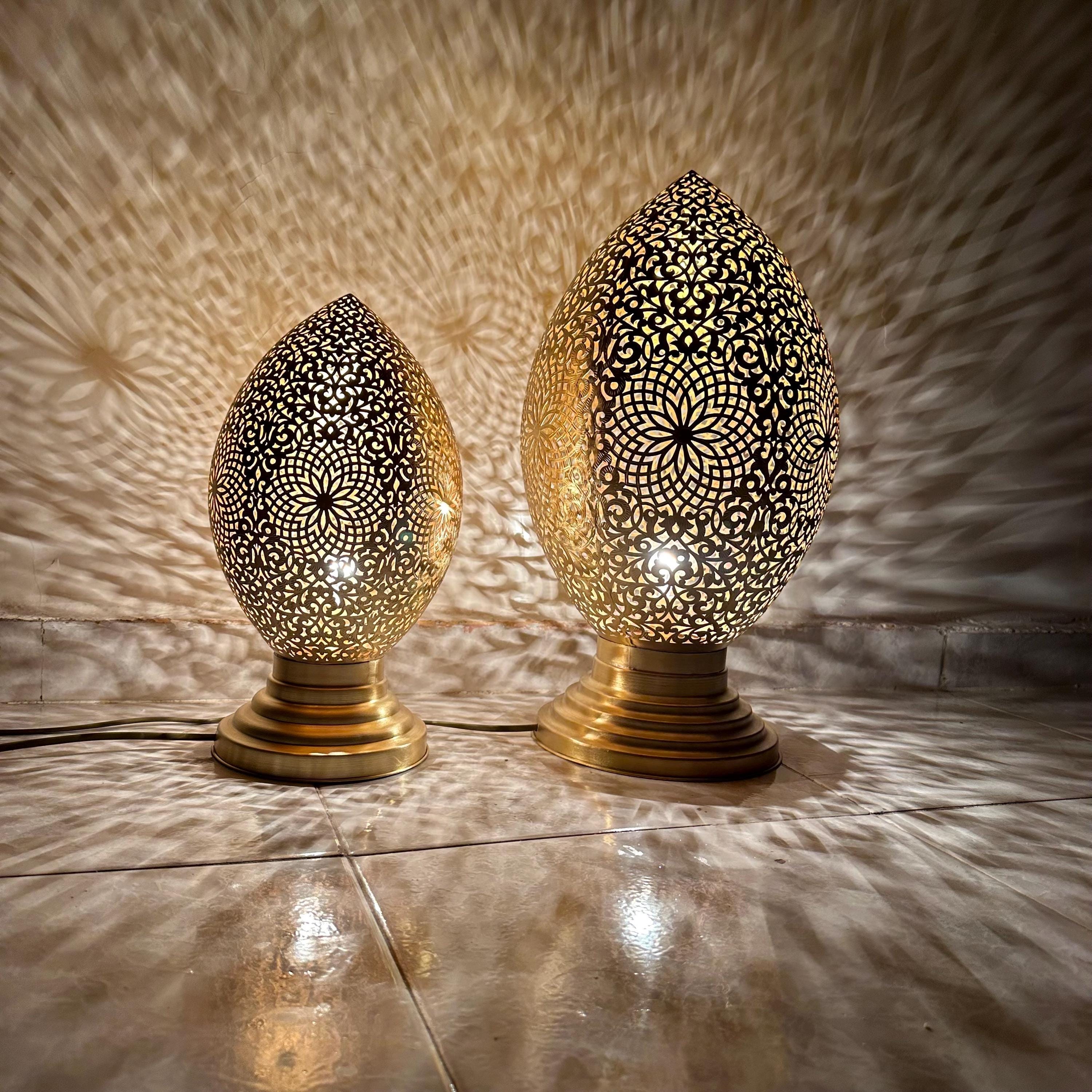 Brass Table Lamp with Moroccan pierced filigree design

