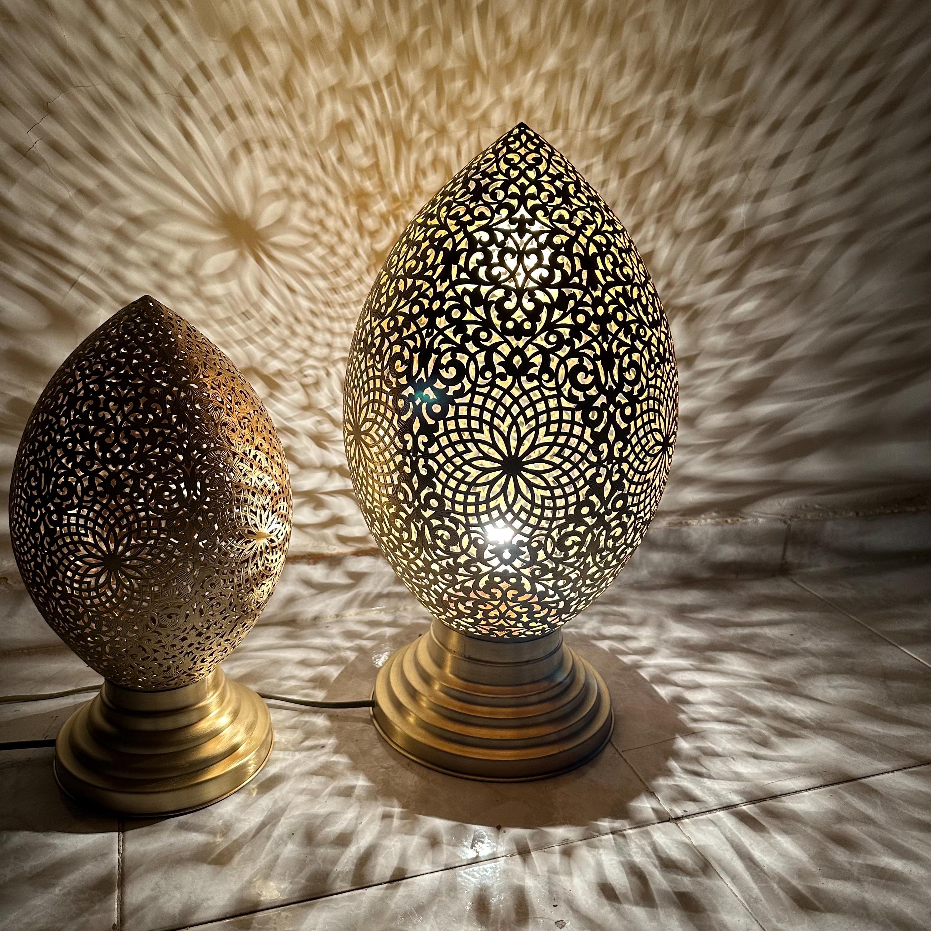 Brass Table Lamp with Moroccan pierced filigree design

