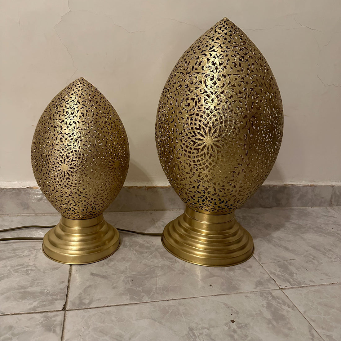 Handmade Moroccan Brass Lamp - Bronze Night Light