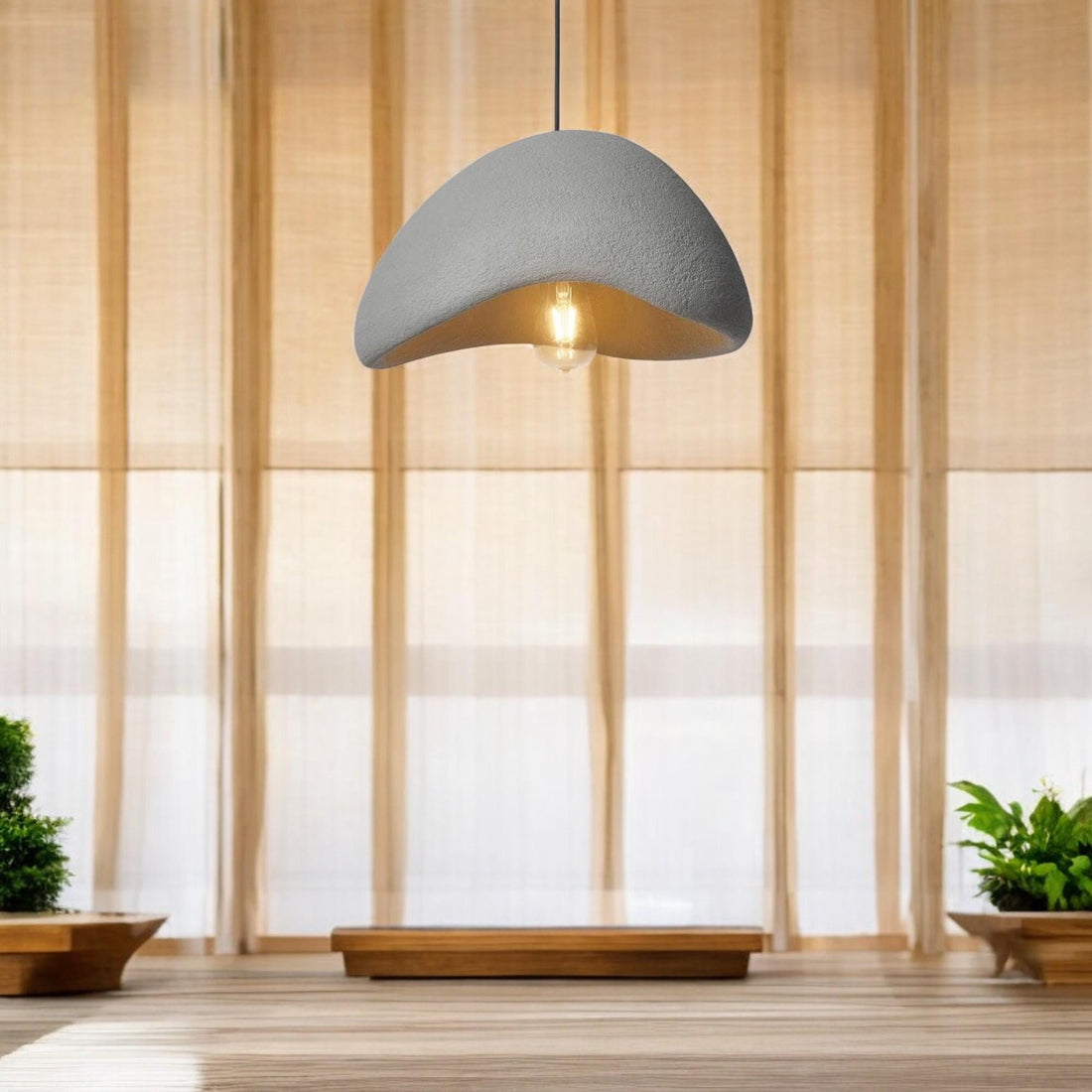 Nordic Wabi Sabi pendant light with a minimalist design and organic texture