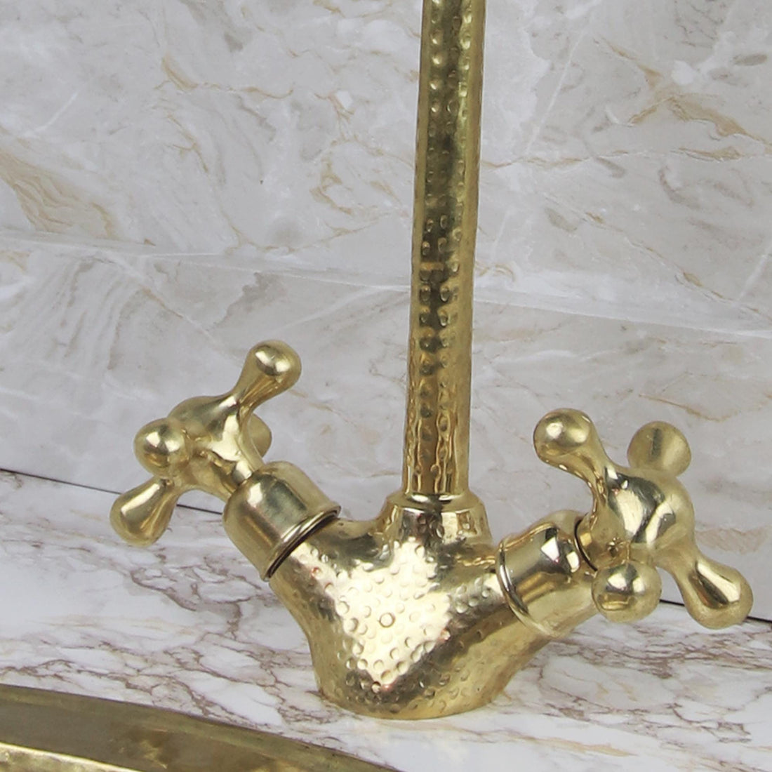 Unlacquered Brass Faucet with Two Handles