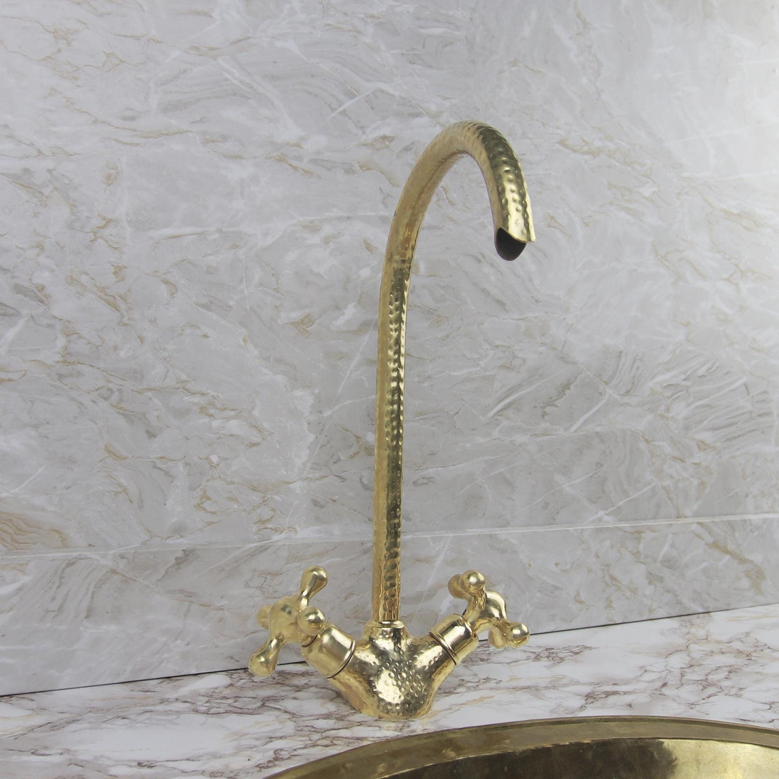 Unlacquered Brass Faucet with Two Handles