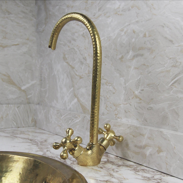 Unlacquered Brass Faucet with Two Handles