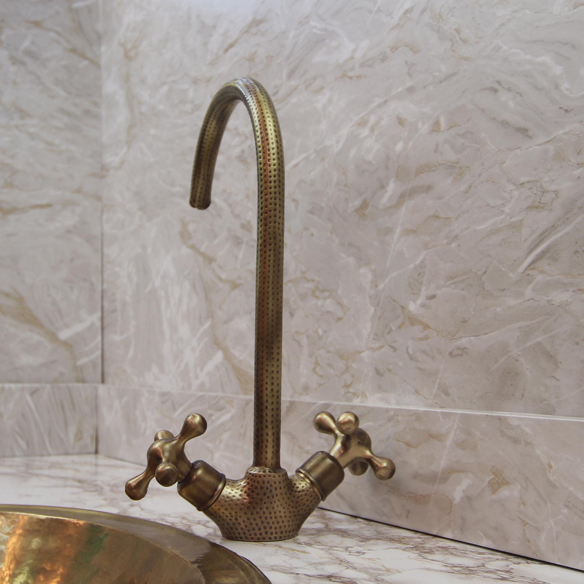 Handcrafted Vintage Brass Faucet Tap for Bathroom