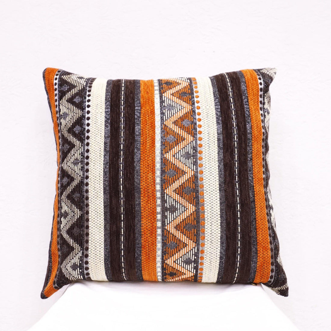 Eco-friendly handcrafted Moroccan pillow close-up showcasing patterns.