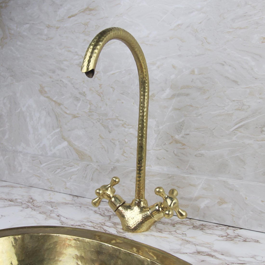 Unlacquered Brass Faucet with Two Handles