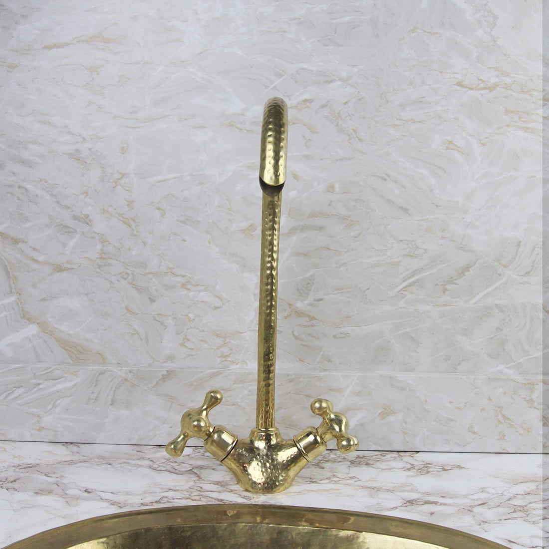 Unlacquered Brass Faucet with Two Handles