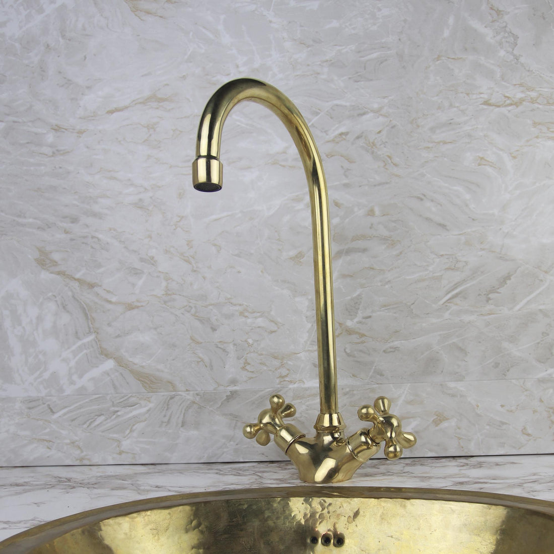 Brass Bathroom Faucet with Two Handles