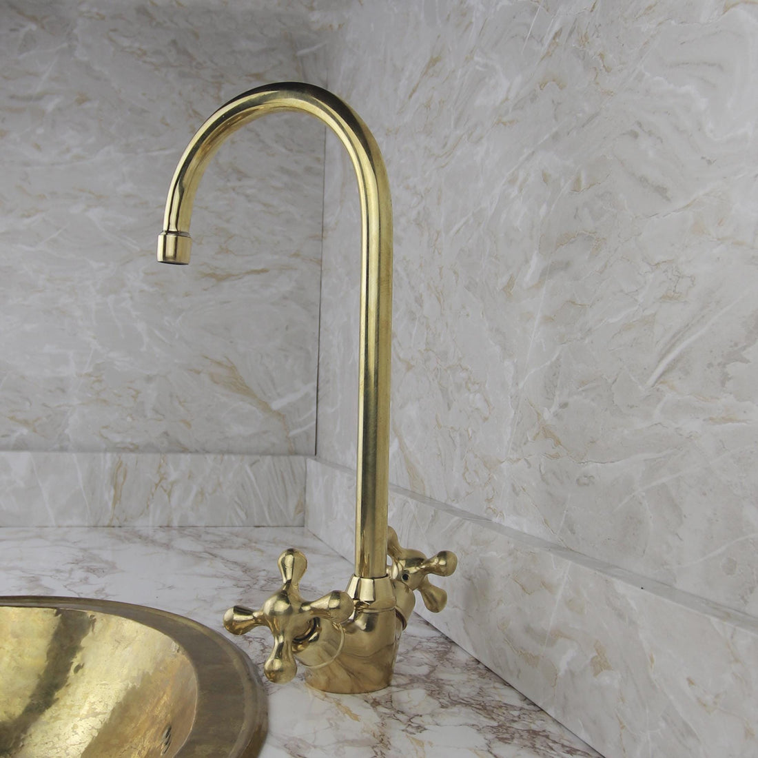 Brass Bathroom Faucet with Two Handles