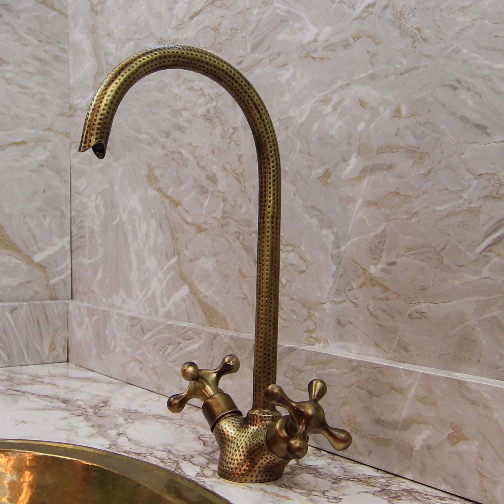 Handcrafted Vintage Brass Faucet Tap for Bathroom