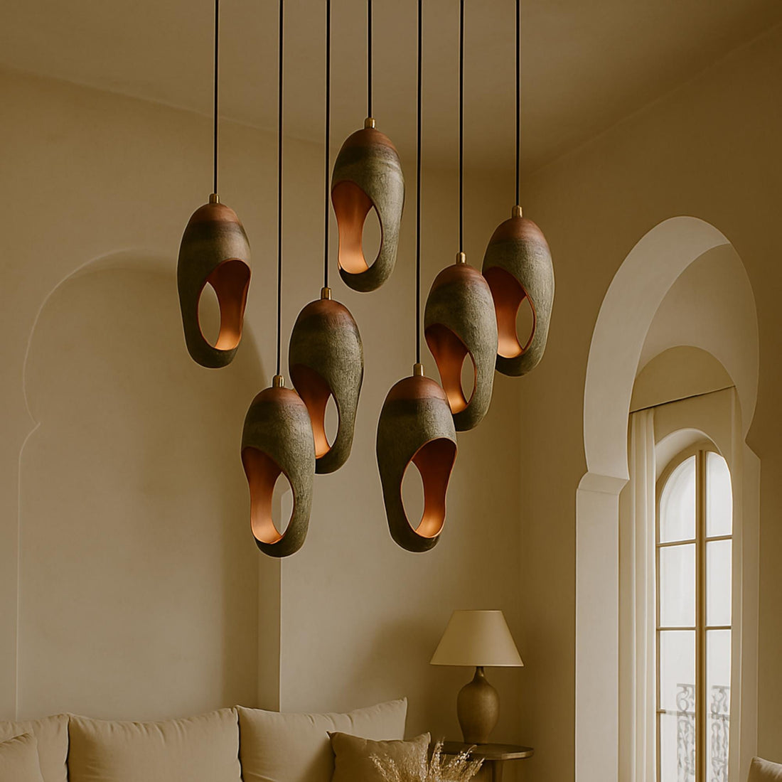 Handcrafted Teal Resin Pendant Light | Bohemian Modern Lamp