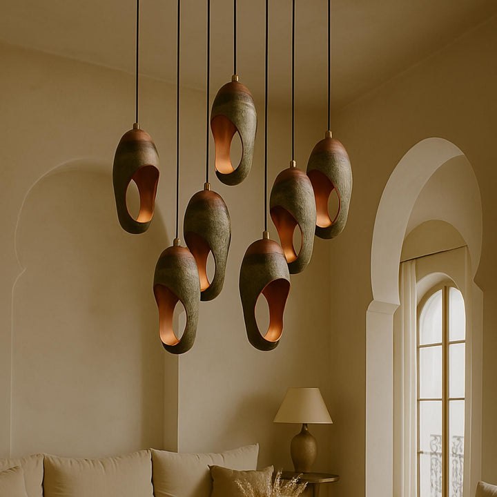 Handcrafted Teal Resin Pendant Light | Bohemian Modern Lamp