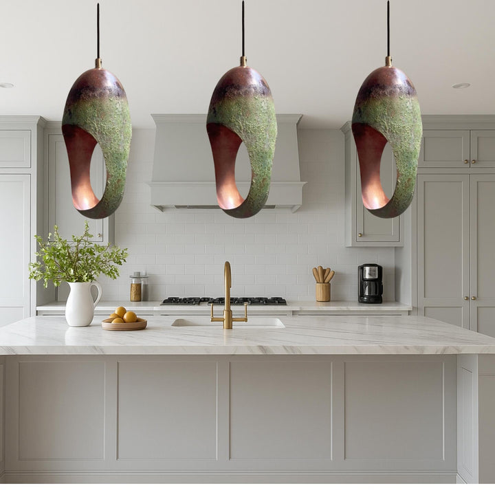 Handcrafted Teal Resin Pendant Light | Bohemian Modern Lamp