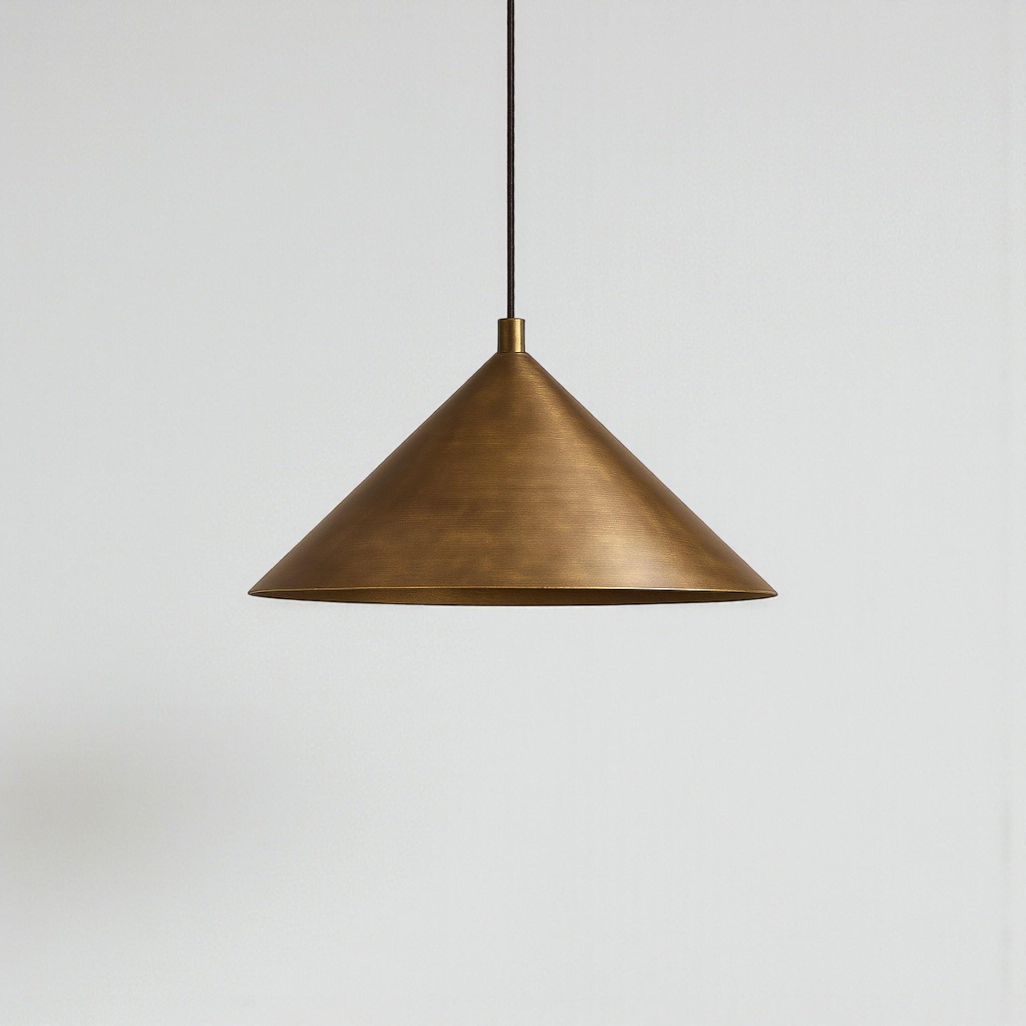 Hand-Hammered Brass Cone Pendant Light – Modern Moroccan Ceiling Lamp for Kitchen Island &amp; Dining Room