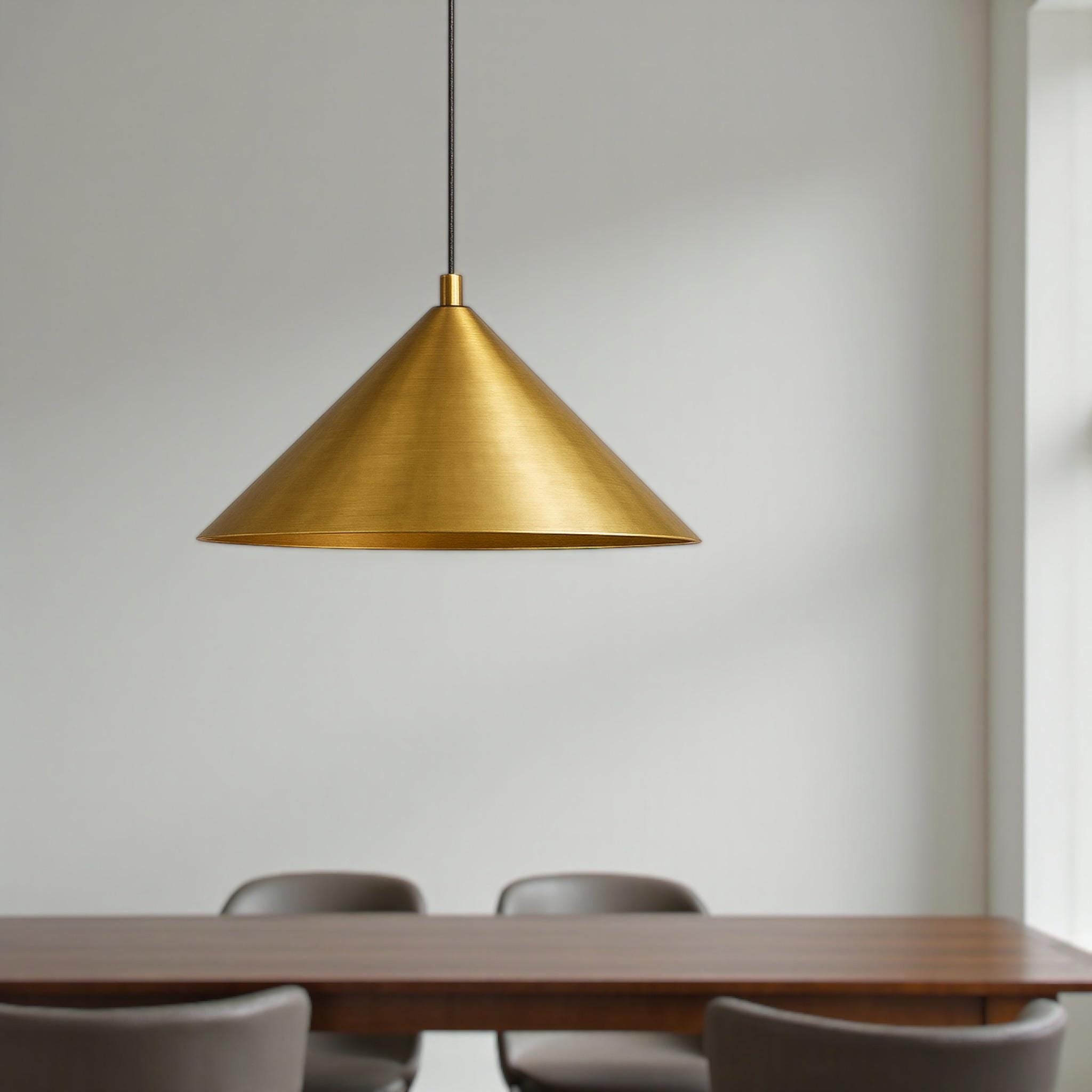 Hand-Hammered Brass Cone Pendant Light – Modern Moroccan Ceiling Lamp for Kitchen Island &amp; Dining Room