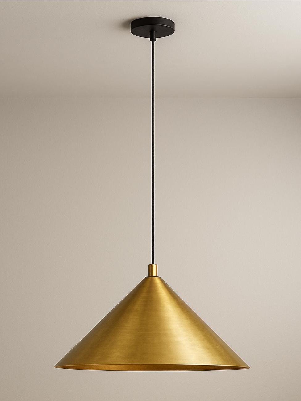 Hand-Hammered Brass Cone Pendant Light – Modern Moroccan Ceiling Lamp for Kitchen Island &amp; Dining Room