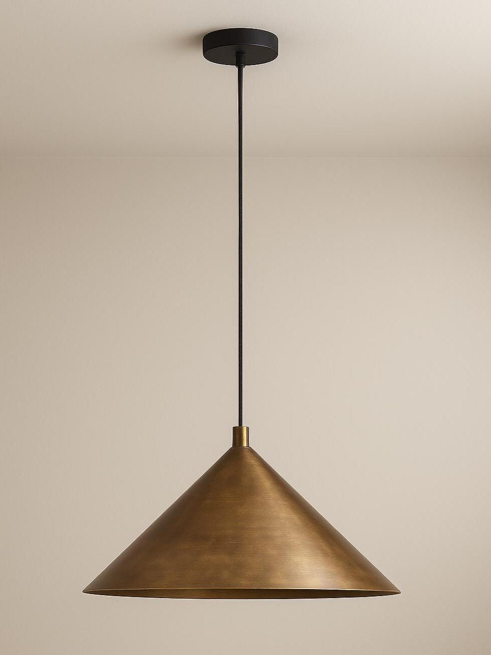 Hand-Hammered Brass Cone Pendant Light – Modern Moroccan Ceiling Lamp for Kitchen Island &amp; Dining Room
