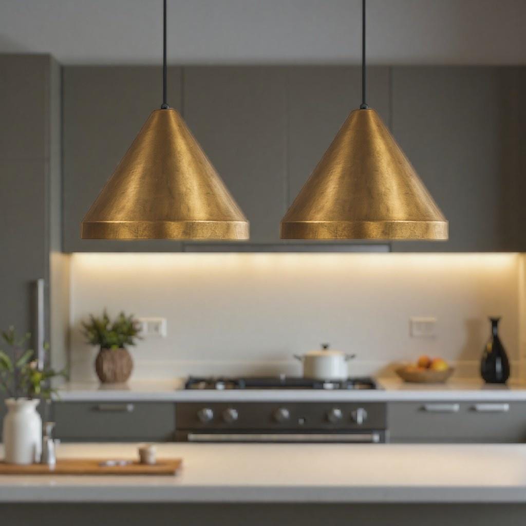 brass cone pendant light kitchen island
