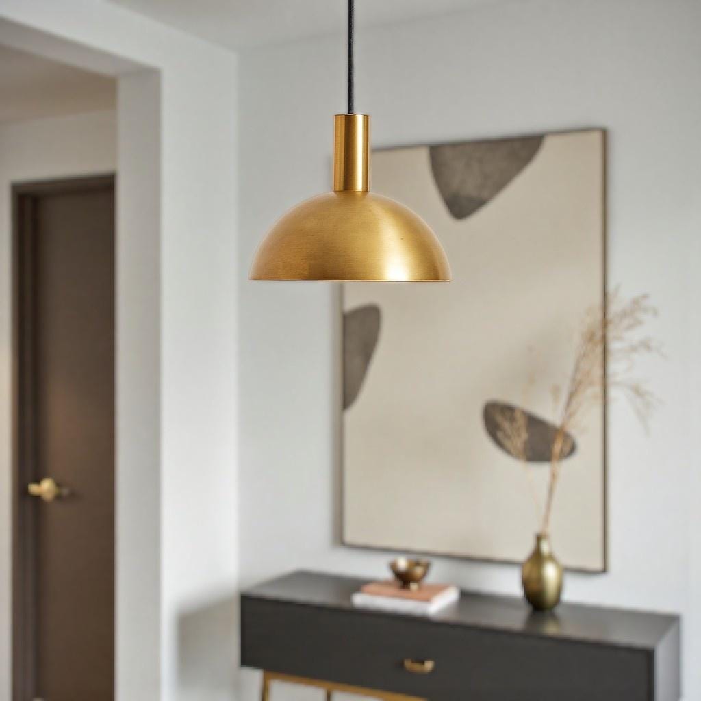 Handmade Brass Cone Pendant Light – Modern Moroccan Gold Ceiling Lamp