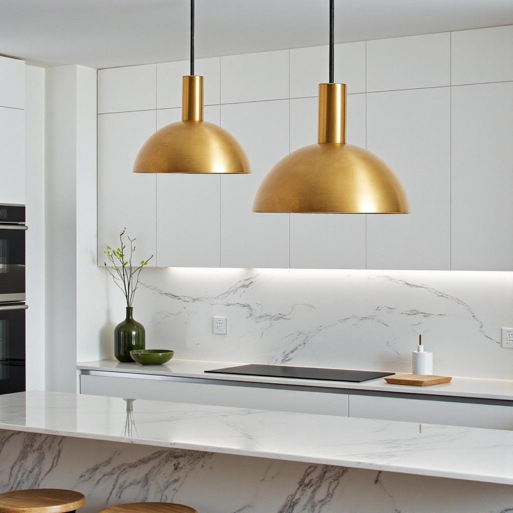 Handmade Brass Cone Pendant Light – Modern Moroccan Gold Ceiling Lamp