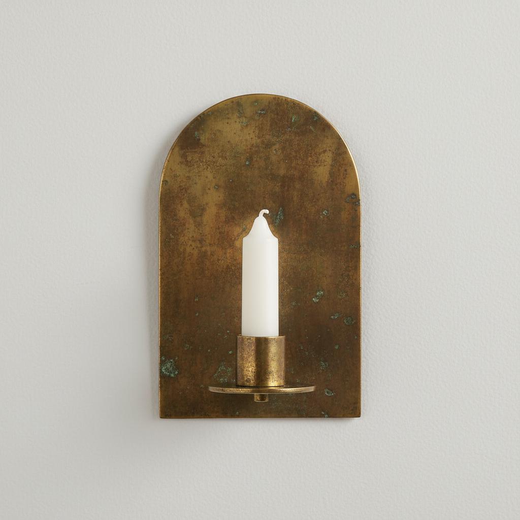 Antique Brass Wall Candle Sconce: Boho Living Room Decor