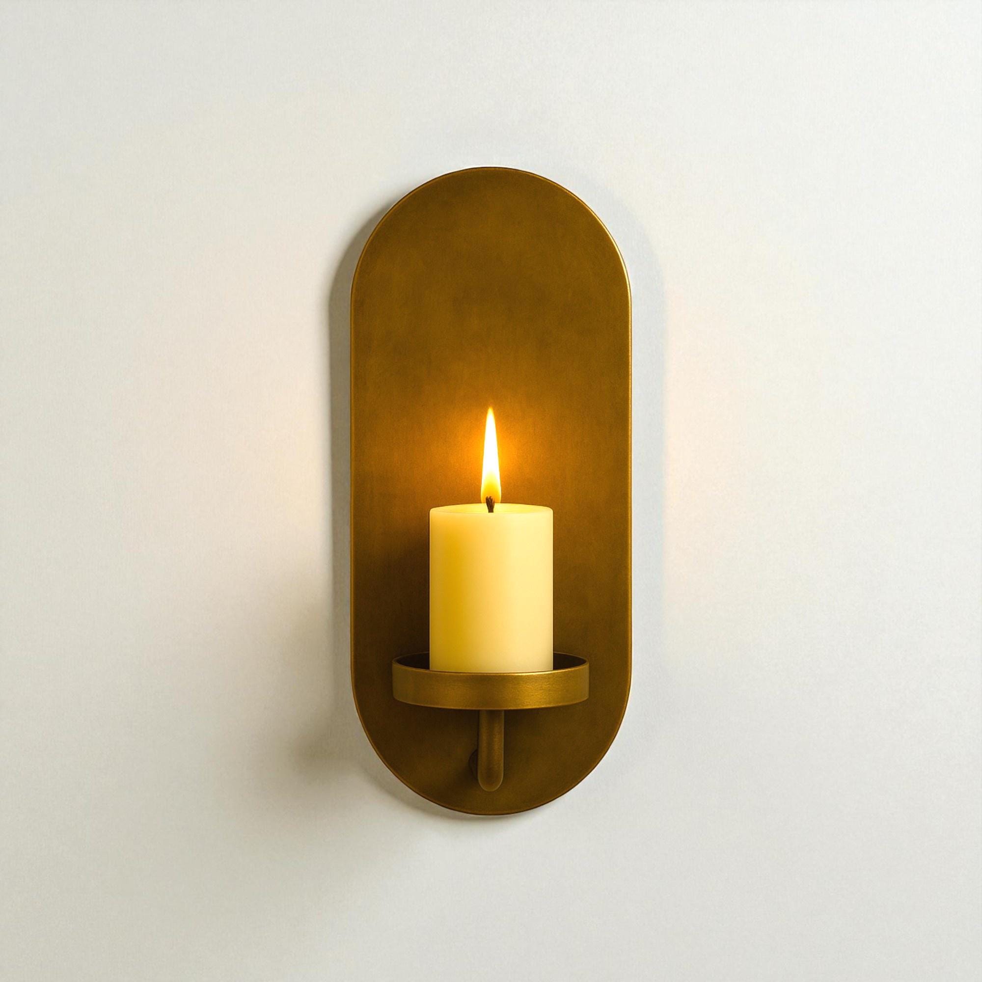 Oxidized Brass Wall Candle Sconce, Antique Vintage Candle Holder