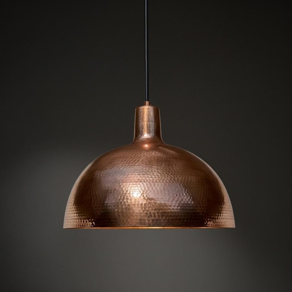 Hand Hammered Brass Pendant Light – Artisan Copper Ceiling Lamp for Kitchen Island &amp; Dining Room