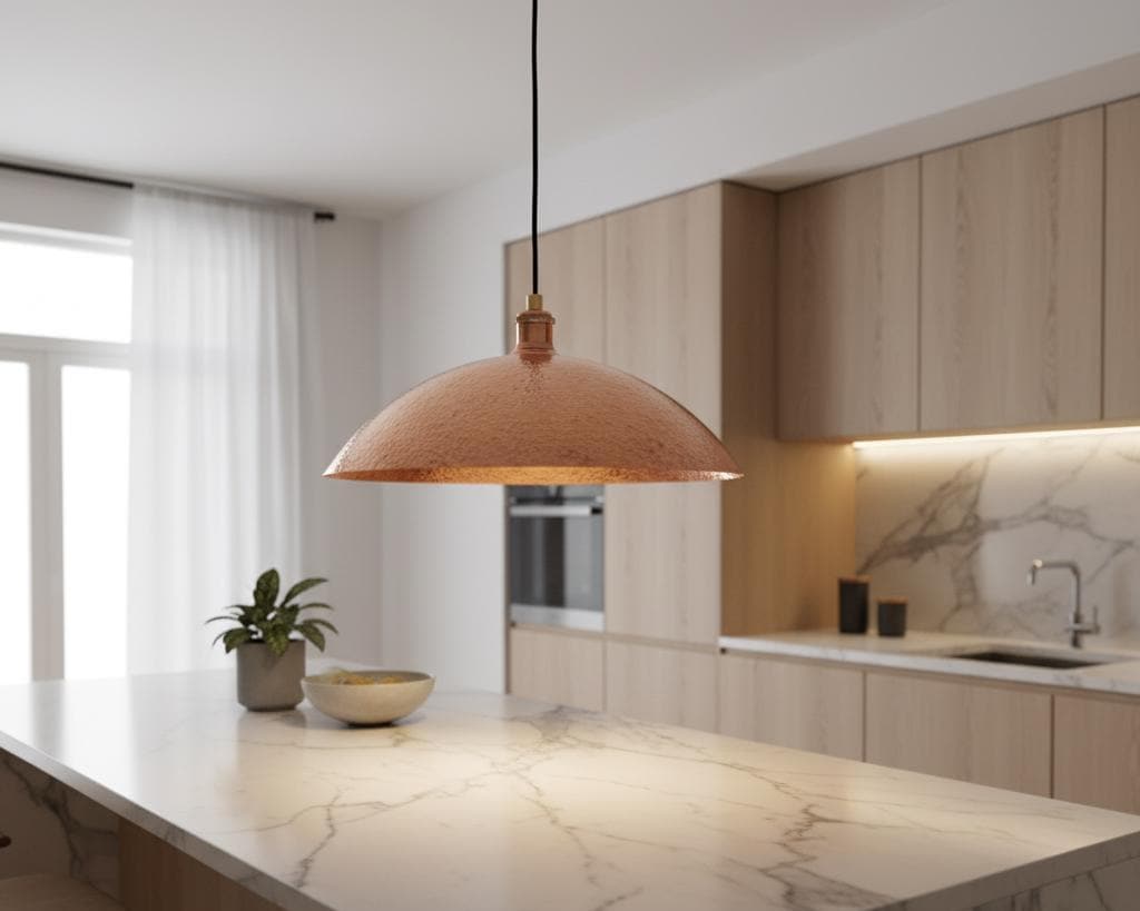 Handmade Hammered Copper Pendant Light, Dome Ceiling Lamp for Kitchen Island Farmhouse Lighting