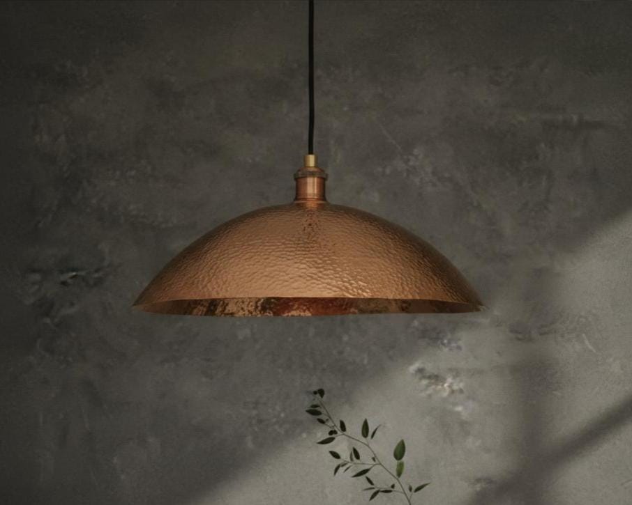 Handmade Hammered Copper Pendant Light, Dome Ceiling Lamp for Kitchen Island Farmhouse Lighting