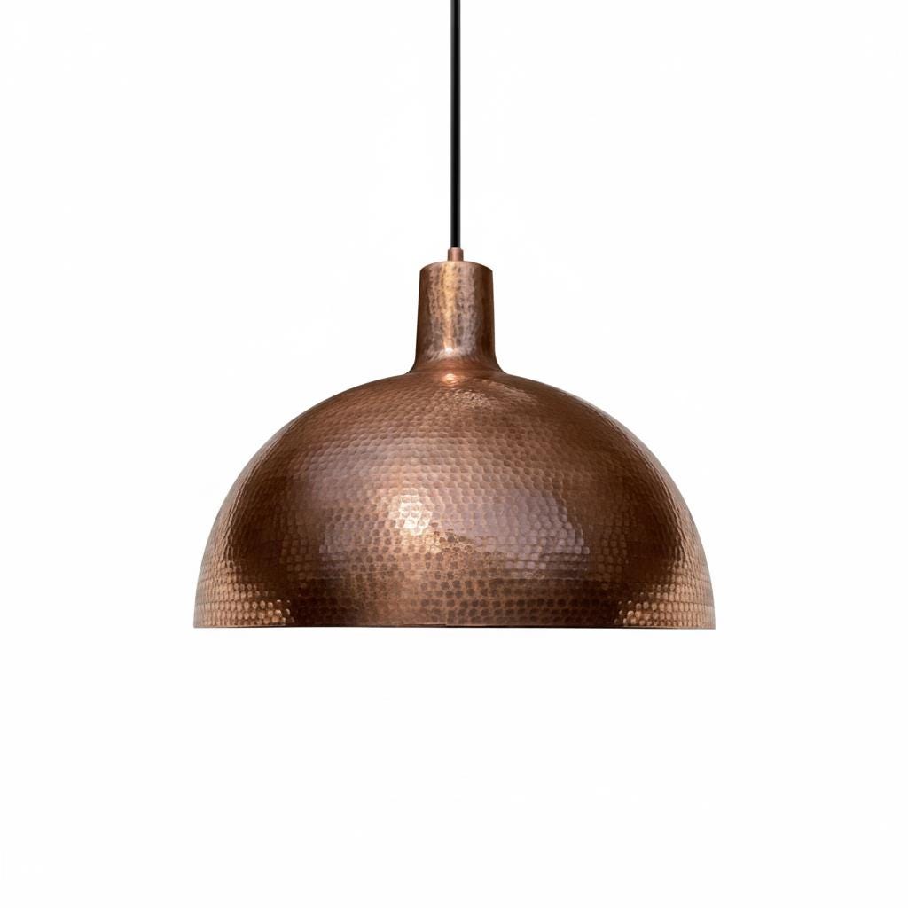 Hand Hammered Brass Pendant Light – Artisan Copper Ceiling Lamp for Kitchen Island &amp; Dining Room