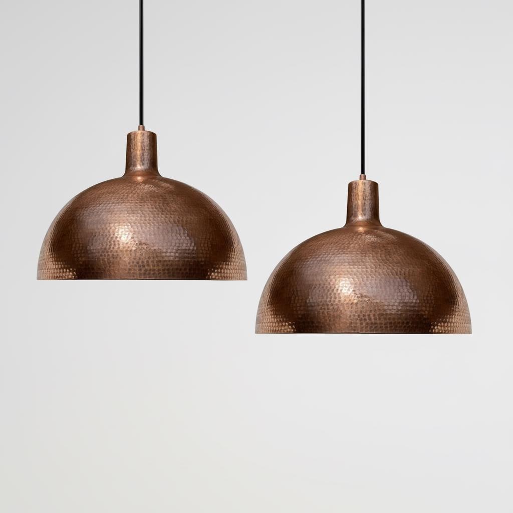 Hand Hammered Brass Pendant Light – Artisan Copper Ceiling Lamp for Kitchen Island &amp; Dining Room