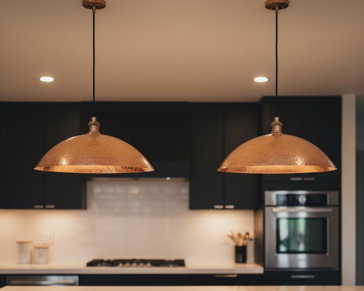 Handmade Hammered Copper Pendant Light, Dome Ceiling Lamp for Kitchen Island Farmhouse Lighting