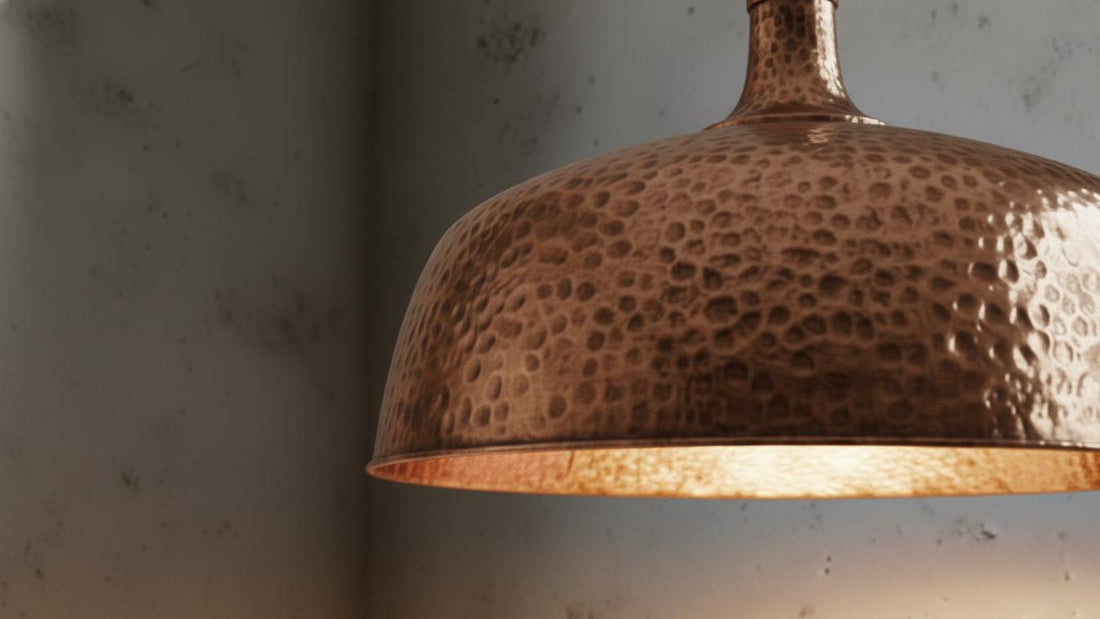 Copper Dome Lamp, Rustic Hanging Lamp, Hammered Pendant Light Fixture, Kitchen Island Lighting