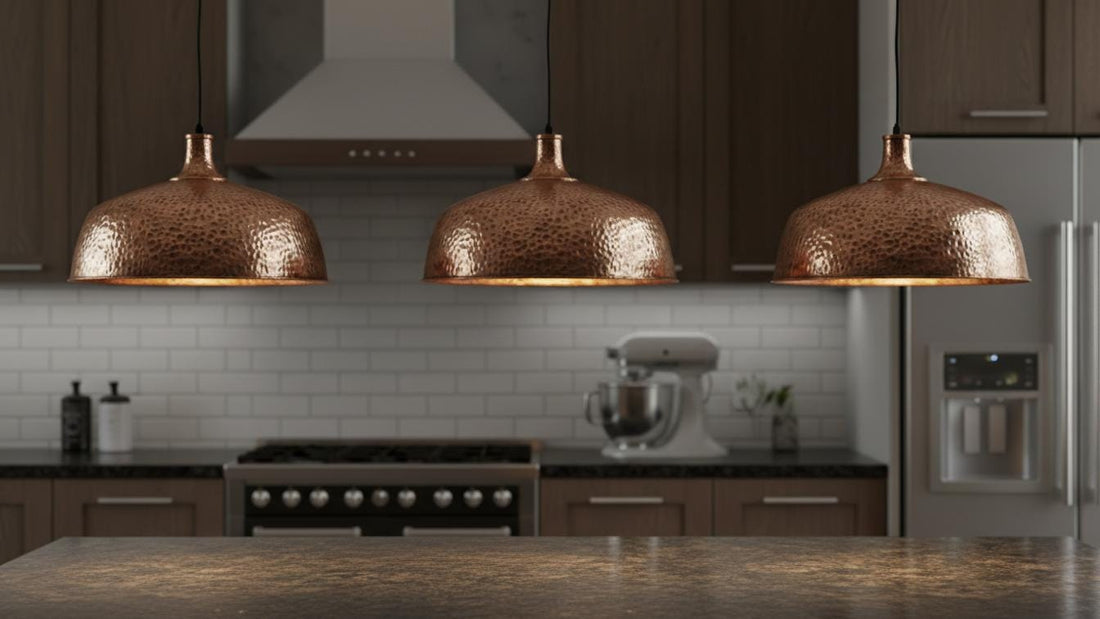 Copper Dome Lamp, Rustic Hanging Lamp, Hammered Pendant Light Fixture, Kitchen Island Lighting