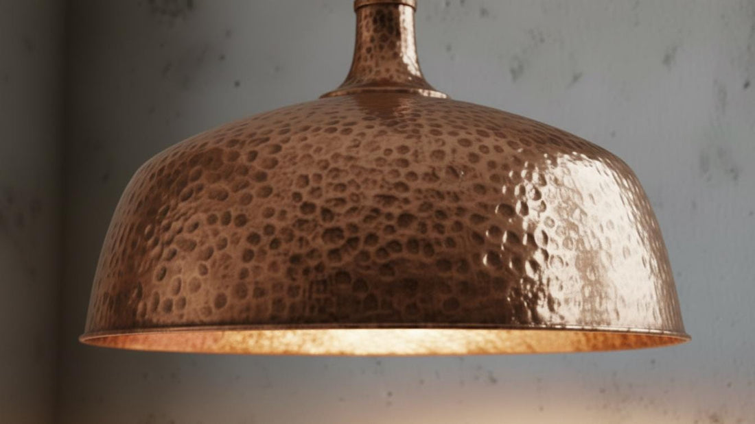 Copper Dome Lamp, Rustic Hanging Lamp, Hammered Pendant Light Fixture, Kitchen Island Lighting
